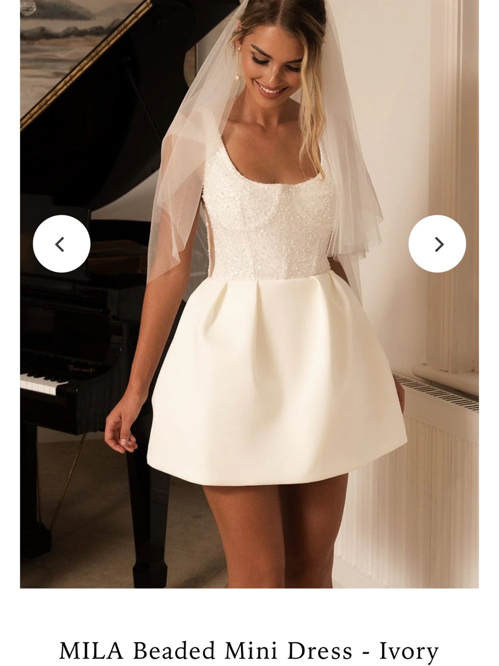 Beaded Ivory Mini Dress